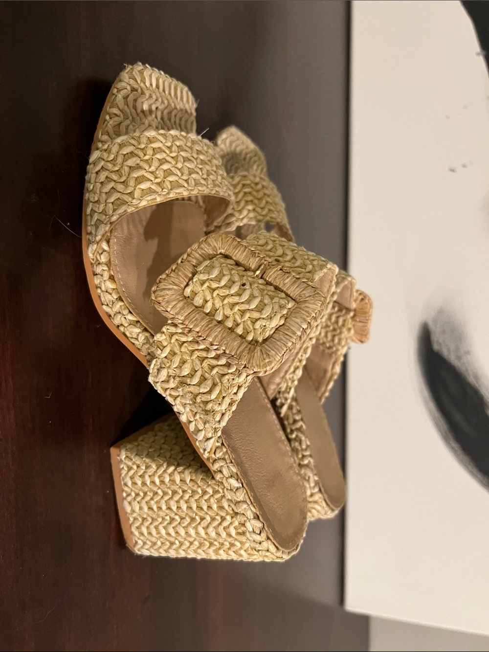 Woven Raffia Slide Mules - Picture 2 of 4